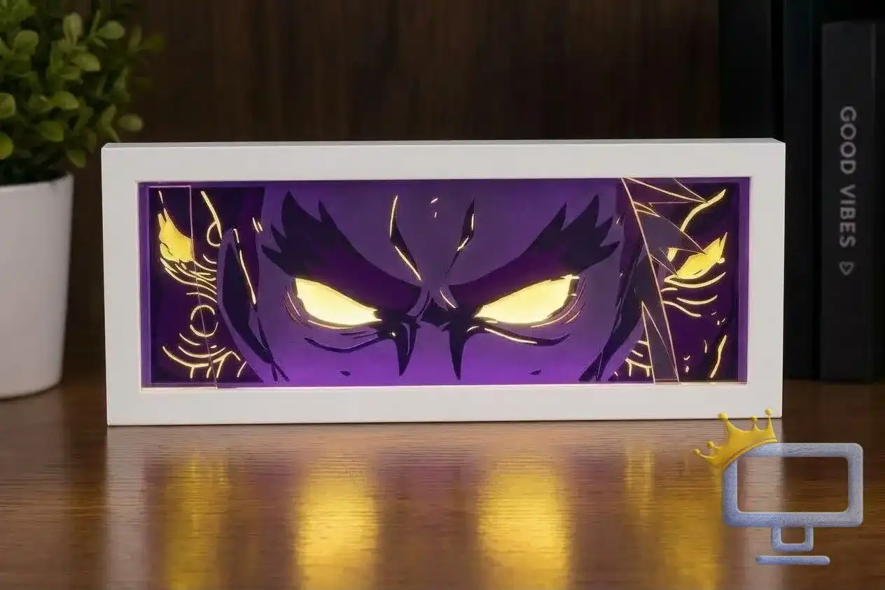 Anime LED Shadow Box Lamp – Glowing Eyes 3D Decorative Light