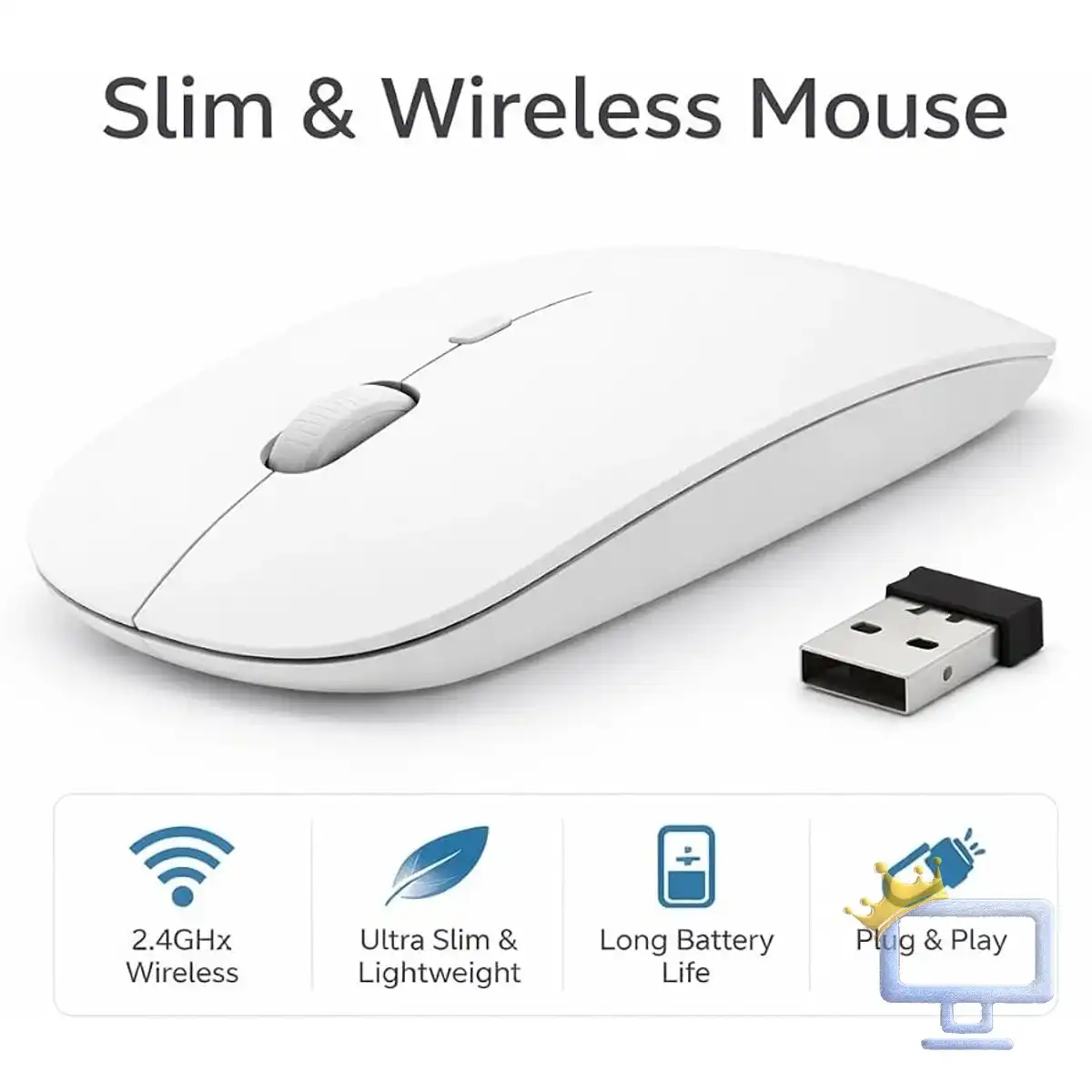 Wireless Mouse - Slim & Lightweight 2.4G + bluetooth